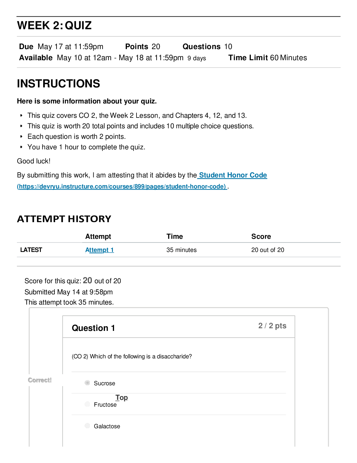 Preview image for Week 2 Quiz SCI 228 (Questions and Answers)
